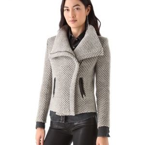 IRO Kristen honeycomb leather trim moto jacket